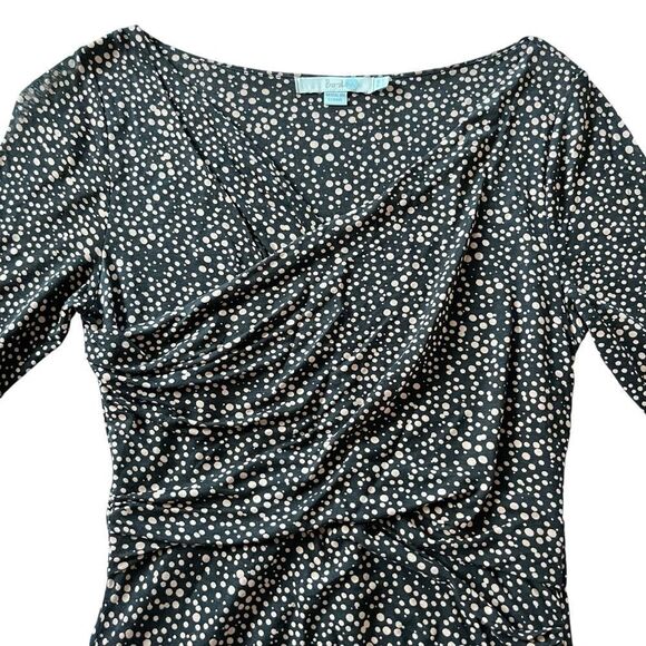BODEN Rita Ruched Jersey Polka Dot Speckled Midi Dress - Picture 4 of 8